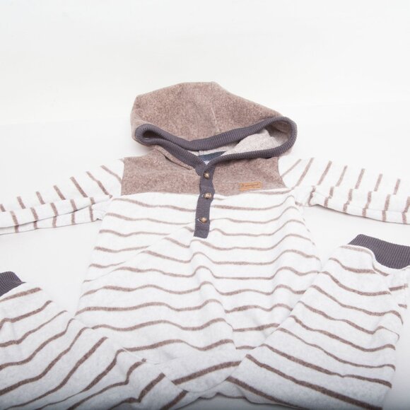 Carter’s Baby Boy 18M Hooded Velour Romper Pajamas – Striped, Snap Crotch - Picture 5 of 5